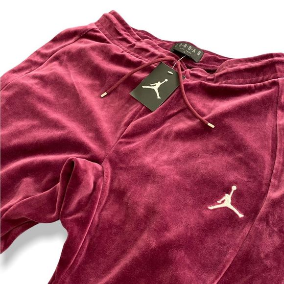 Nike Air Jordan Velour Velvet Jogger Pants Maroon AH2361-609 Mens size Large - Picture 2 of 8